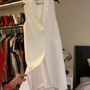 Long White Zara Vest Size M